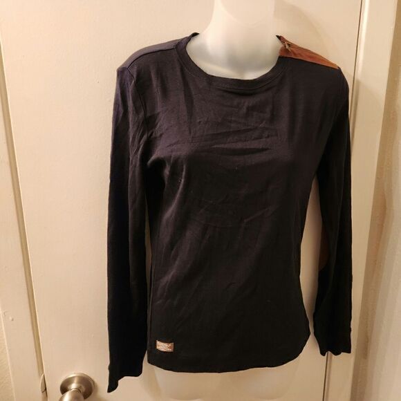 NWT Lauren Ralph Lauren Classic Elbow Patch Long Sleeve Top size M - Picture 3 of 5